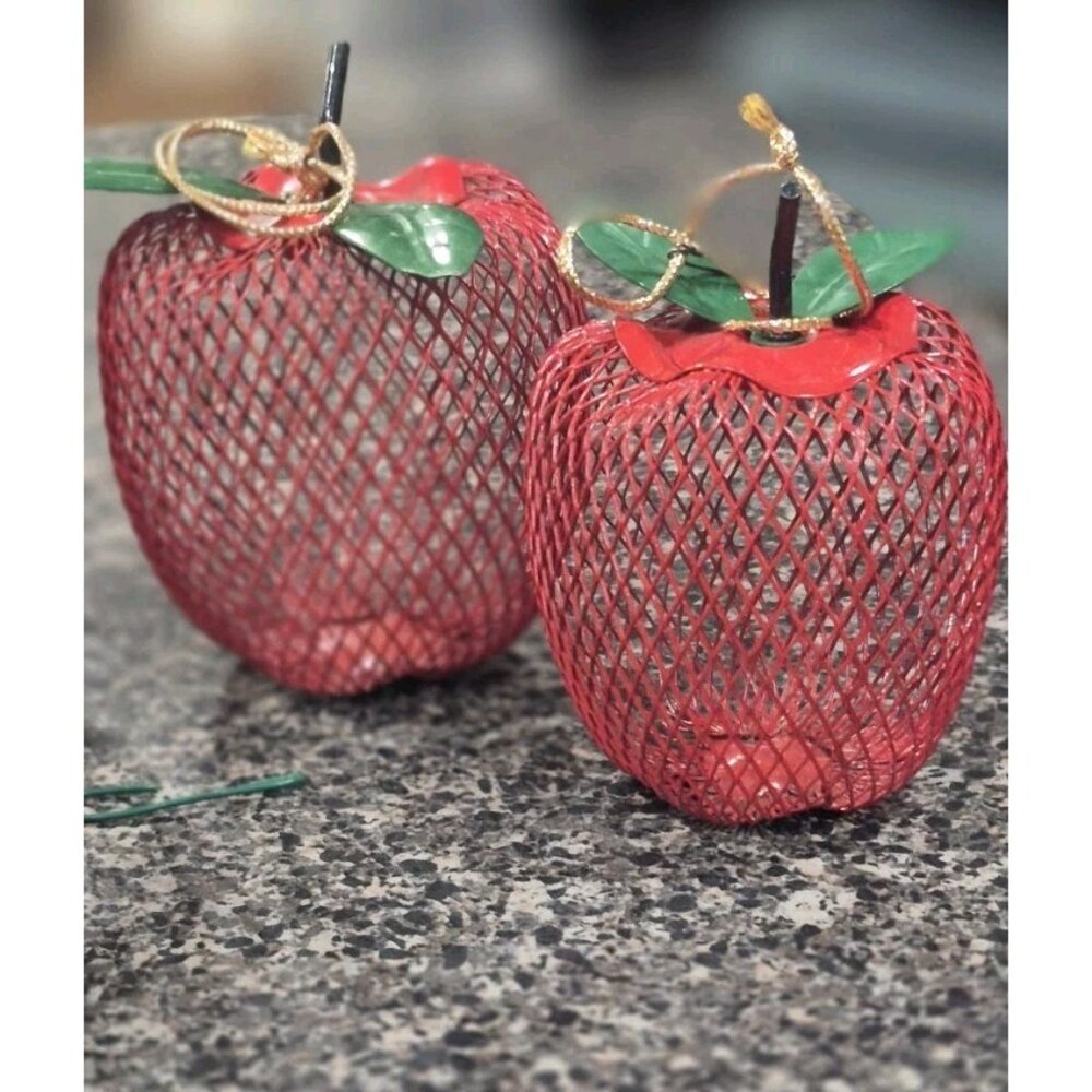 Set Of (4) Vintage Apple Ornament Potpourri Holder Teacher Gift Christmas Tree - Picture 11 of 11